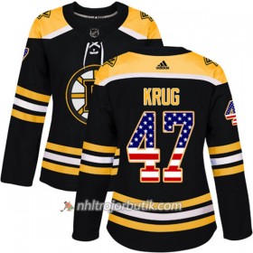 Dame Ishockey Boston Bruins Tröja Torey Krug 47 Adidas 2017-2018 Svart USA Flag Fashion Authentic